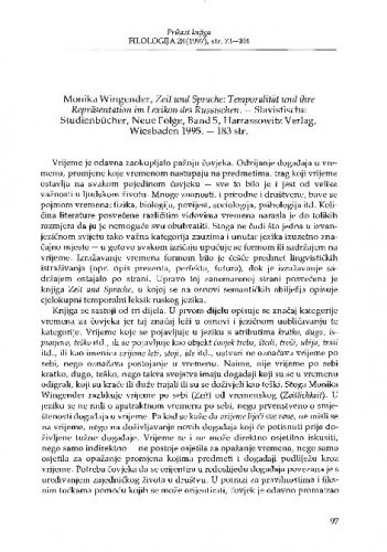 Wingender, Monika: Zeit und Sprache : Temporalität und ihre Repräsentation im Lexicon des Russischen, Wiesbaden, 1995. / Snježana Kordić