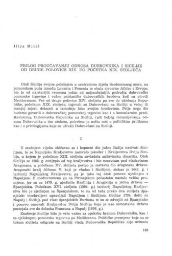 Prilog proučavanju odnosa Dubrovnika i Sicilije od druge polovice XIV. do početka XIX stoljeća / Ilija Mitić