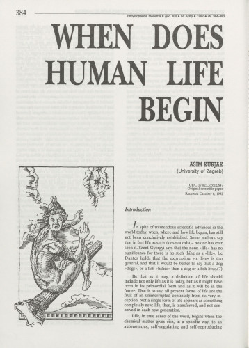 When does human life begin / Asim Kurjak