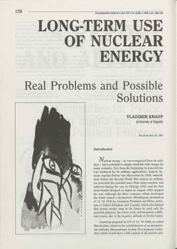 Long-term use of nuclear energy : real problems and possible solutions / Vladimir Knapp