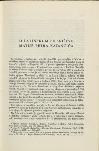 O latinskom pjesništvu Matije Petra Katančića / V. Vratović
