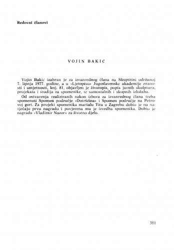 Vojin Bakić : [biografije novih članova Akademije]