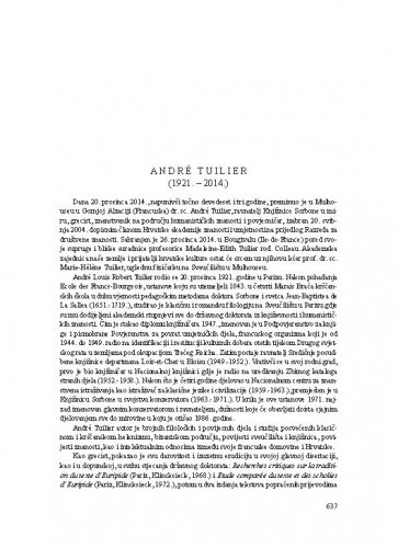 André Tuilier (1921.-2014.) : [nekrolog] / Henrik Heger Juričan