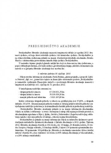Izvješće o radu Hrvatske akademije znanosti i umjetnosti u godini 2013.