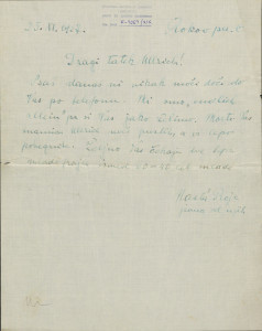 Pismo Naste Rojc Antunu Ullrichu, Zagreb, Rokov perivoj 6, 25.11.1927.