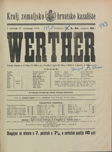 Werther : Lirska drama u tri čina (4 slike)