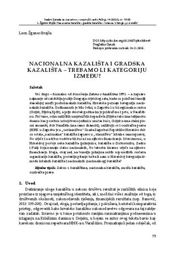 Nacionalna kazališta i gradska kazališta – trebamo li kategoriju između? / Leon Žganec-Brajša