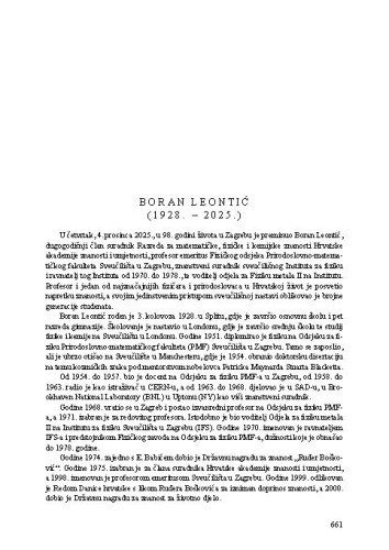 Boran Leontić (1928. - 2025.) : [nekrolog] / Ana Smontara, Goran Pichler