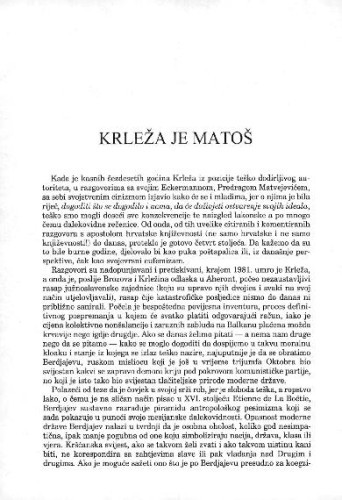 Krleža je Matoš / Zdravko Zima 