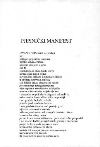 Pjesnički manifest / Tomislav Domović 