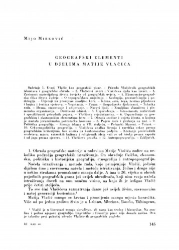 Geografski elementi u djelima Matije Vlačića / M. Mirković