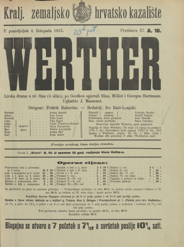 Werther : Lirska drama u tri čina (4 slike)