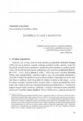 Izvršna vlast i sudstvo : [uvodno izlaganje] / Arsen Bačić