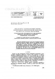 Nalazišta unionacejske faune neogenskih (miocenskih) naslaga Dalmacije (Južna Hrvatska) / A. Žagar-Sakač, K. Sakač