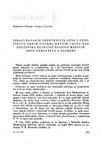 Izračunavanje frekvencije gena i genotipova nekih sistema krvnih grupa kod bolesnika Kliničke bolnice Medicinskog fakulteta u Zagrebu / S. Pfeifer i G. Luković