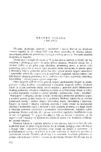 Branko Jakaša : (1919.-1997.) / Vladimir Ibler