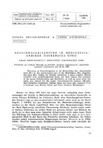 Neoschwagerinenfund im Medvednica-Gebirge (Zagrebačka gora) / Donata Devidé-Nedela, Vanda Kochansky-Devidé