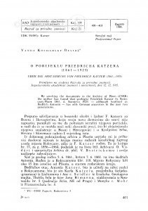 O porijeklu Friedricha Katzera  (1861-1925) / V. Kochansky-Devidé