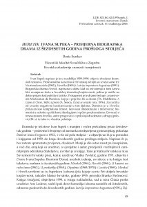 Heretik Ivana Supeka - primjerna biografska drama iz šezdesetih godina prošloga stoljeća / Boris Senker