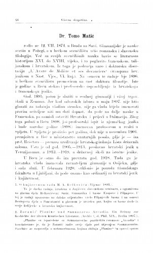 Dr. Tomo Matić / I. Kasumović