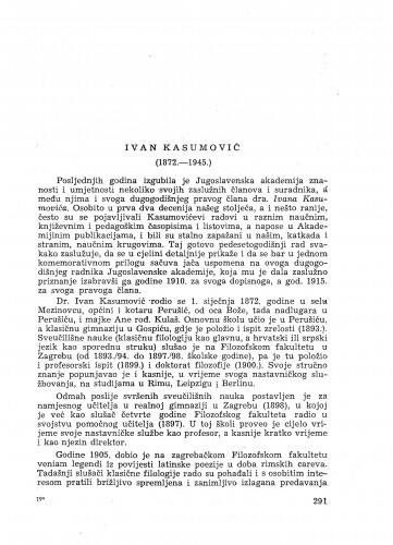 Ivan Kasumović : (1872-1945) : [nekrolog] / B. Magarašević