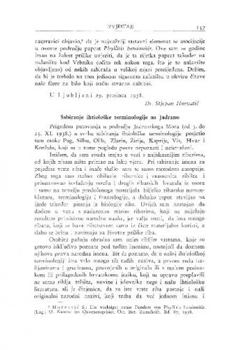 Sabiranje ihtiološke terminologije na Jadranu / M. Hirtz