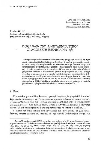 Događajnost i unutarnji ustroj glagolskih imenica na -nje / Matea Birtić