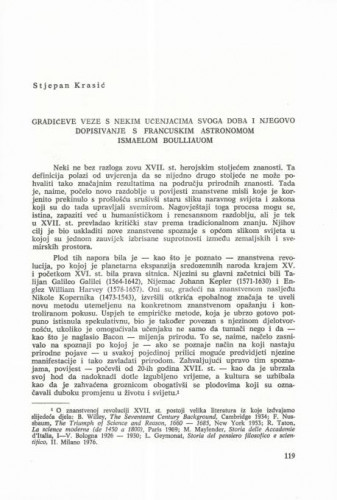 Gradićeve veze s nekim učenjacima svoga doba i njegovo dopisivanje s francuskim astronomom Ismaelom Boulliauom / Stjepan Krasić