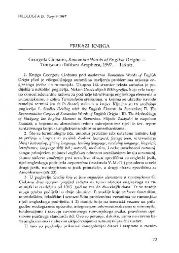 Ciobanu, Georgeta: Romanian words of English origin, Temişoara, 1997. / Vesna Muhvić-Dimanovski
