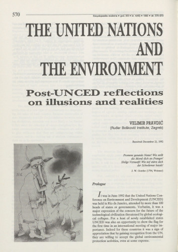 The United Nations and environment : post-UNCED reflections on illusions and realities / Velimir Pravdić