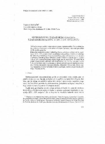 Hidronimi na zadarskim otocima i zadarskom kopnu u XIV i XV stoljeću / Vladimir Skračić