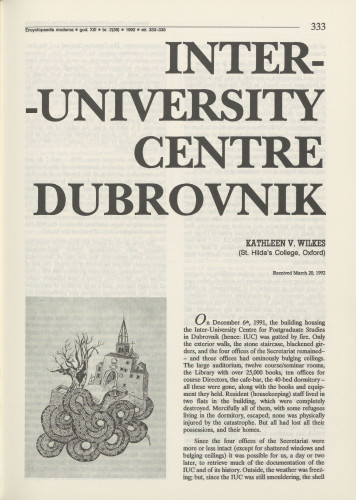 Inter-University Centre Dubrovnik / Kathleen V. Wilkes