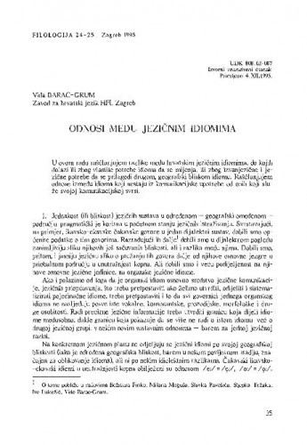 Odnosi među jezičnim idiomima / Vida Barac-Grum