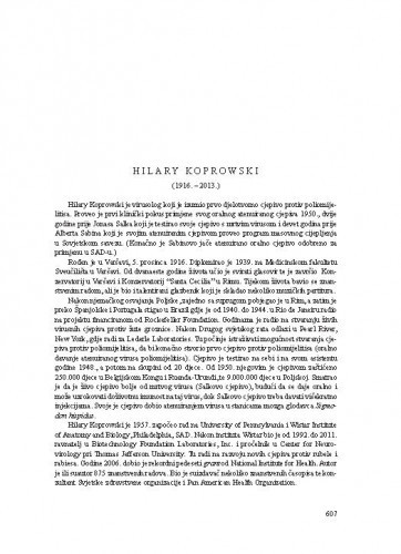 Hilary Koprowski (1916.-2013.) : [nekrolog] / Dragan Dekaris