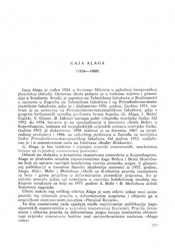 Gaja Alaga (1924-1988) : [nekrolozi] / Vladimir Paar