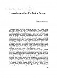 U povodu ostavštine Vladimira Nazora / A. Šlivarić