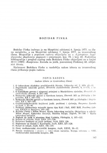 Božidar Finka : [biografije novih članova Akademije]