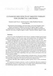 Cutaneous side effects of targeted therapy for colorectal carcinoma / Daniela Ledić Drvar, Antonio Juretić, Daška Štulhofer-Buzina, Ivana Manola