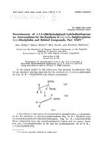 Stereoisomers of 1,1-bis(methylsulphinyl)-3-phthalimidopropane; Intermediates for the synthesis of nor-trans-sulphoraphene. Gem-disulphides and related compounds, part XXIV / A. Deljac, D. Huljev, M. Novak, K. Balenović