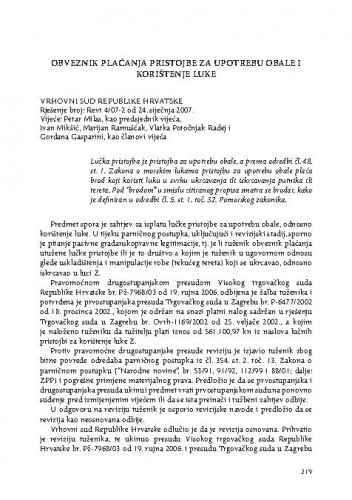 Obveznik plaćanja pristojbe za upotrebu obale i korištenje luke : [prikaz presude] / Vesna Skorupan Wolff