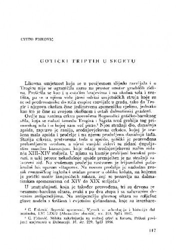 Gotički triptih u Segetu / Cvito Fisković