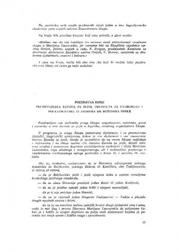 Pozdravna riječ predstojnika Zavoda za jezik Instituta za filologiju i folkloristiku iz Zagreba dr. Božidara Finke