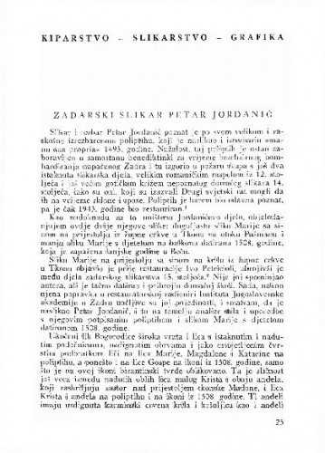 Zadarski slikar Petar Jordanić / Cvito Fisković