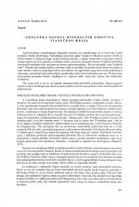 Geološka osnova mineralnih sirovina ivanečkog kraja / Antun Šimunić