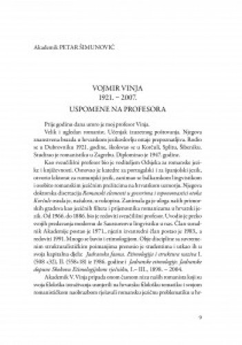 Vojmir Vinja : 1921.-2007. : uspomene na na profesora / Petar Šimunović