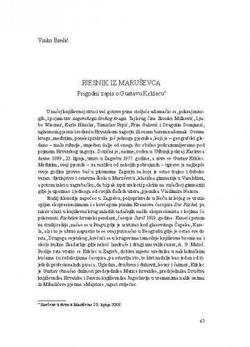 Pjesnik iz Maruševca : prigodni zapis o Gustavu Krklecu / Vinko Brešić