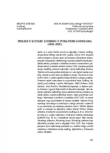 Prilike u kotaru Ludbreg u poratnim godinama (1918.-1925.) / Milivoj Dretar