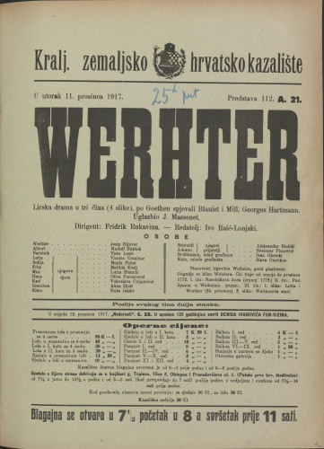 Werther : Lirska drama u tri čina (4 slike)