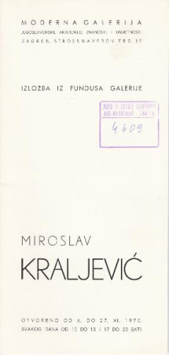 Miroslav Kraljević : Izložba iz fundusa galerije