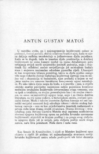 Antun Gustav Matoš / M. Matković